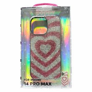 Pink and Silver Rhinestone‎ Heart iPhone 14 Pro Max Case xo poppy